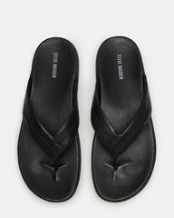 EMMETT Black Leather Men's Thong Sandal | Steve Madden US