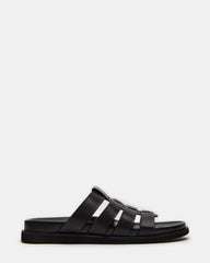 MARVYN Black Leather Men's Fisherman Slip-On Sandal | Steve Madden outlet