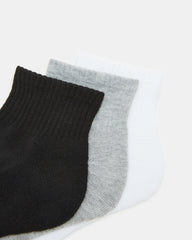 SPORT CUSHION QUARTER SOCKS BLACK/WHITE | Men's Sport Quarter Socks | Steve Madden US