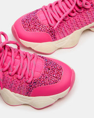 Kids' SOLACE Hot Pink Low-Top Lace-Up Knit Girls' Sneakers | Steve Madden US