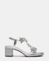 Kids' SAVVY Silver Girls' Strappy Rhinestone Block Heel | Steve Madden on Sale
