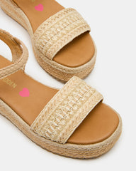 Kids' KIKO Natural Platform Raffia Wedge Girls' Sandal | Steve Madden Sale
