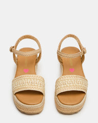 Kids' KIKO Natural Platform Raffia Wedge Girls' Sandal | Steve Madden Sale