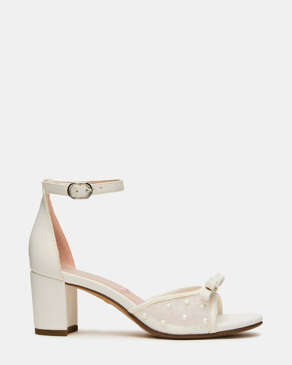 Kids' ADIA White Mesh Block Heel Girls' Heel | Steve Madden for Sale