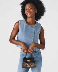 MADLYN Bag Leopard Structured Turn-Lock Closure Top-Handle Crossbody Mini Handbag | Steve Madden Sale