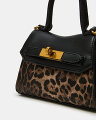 MADLYN Bag Leopard Structured Turn-Lock Closure Top-Handle Crossbody Mini Handbag | Steve Madden Sale