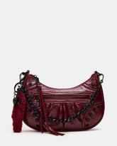 ERIKA Bag Wine Rhinestone Embellished Studded Crinkle Moto Crossbody Handbag | Steve Madden near me