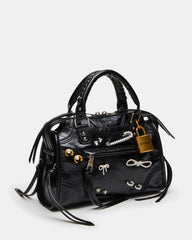 RIGGS Bag Embellished Black Distressed Slouchy Top-Handle Crossbody Satchel Handbag | Steve Madden online