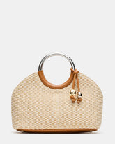 GEENA Straw Bag Light Natural Ring Top-Handle Crossbody Handbag | Steve Madden discount