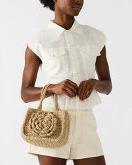 LUVLY Bag Natural Mini Top-Handle Flower Decal Crochet Crossbody Handbag | Steve Madden outlet