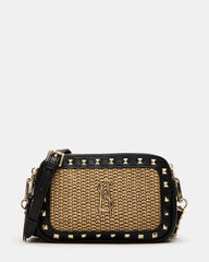 DAISYS Black Multi Women's Studded Straw Crossbody Handbag | Steve Madden US