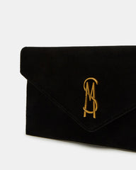 SMOOTH Bag Black Velvet Envelope Logo Crossbody Clutch Handbag | Steve Madden outlet