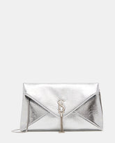 PARTAY Bag Silver Oversized Crinkle Envelope Logo Clutch Handbag | Steve Madden US