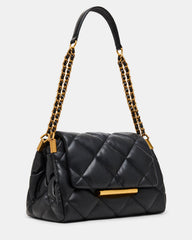 COLETTE Bag Black/Gold Quilted Chain Shoulder Handbag | Steve Madden discount