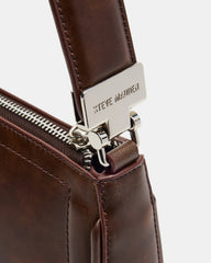 ANGEL Bag Brown Distressed Top-Zipper Structured Shoulder Strap Handbag | Steve Madden US