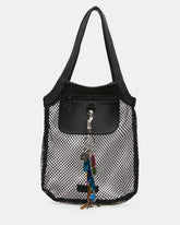 MAKIA Black Women's Crystal Rhinestone Shoulder Strap Net Tote Handbag | Steve Madden online