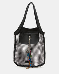 MAKIA Black Women's Crystal Rhinestone Shoulder Strap Net Tote Handbag | Steve Madden online