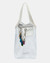 MAKIA White Women's Crystal Rhinestone Shoulder Strap Net Tote Handbag | Steve Madden US