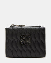 BAZAR Wallet Black Quilted Top-Zipper Button-Snap Mini Wallet | Steve Madden for Sale