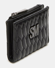 BAZAR Wallet Black Quilted Top-Zipper Button-Snap Mini Wallet | Steve Madden for Sale