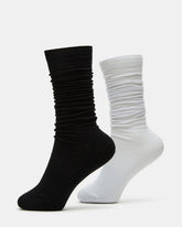 2 PACK SLOUCHY CREW SOCKS BLACK WHITE Scrunch Socks | Steve Madden US