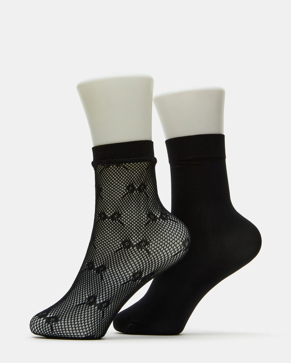 2 Pack Bow Fishnet Anklet Women's Lace Quarter Socks Black | Steve Madden for Sale