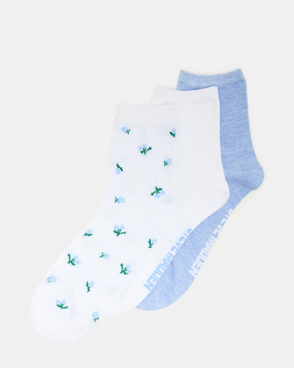 3 SPRING PACK FLOWER SOCKS WHITE MULTI | Steve Madden US