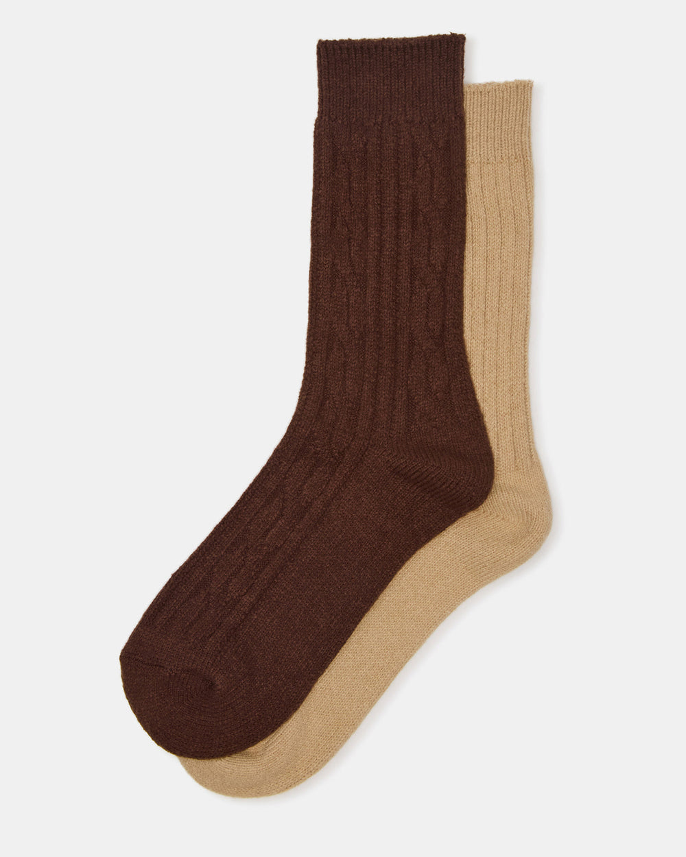 2 PACK CABLE TEXTURE BOOT SOCKS BROWN Women's Textured Quarter Book Socks | Steve Madden for Sale