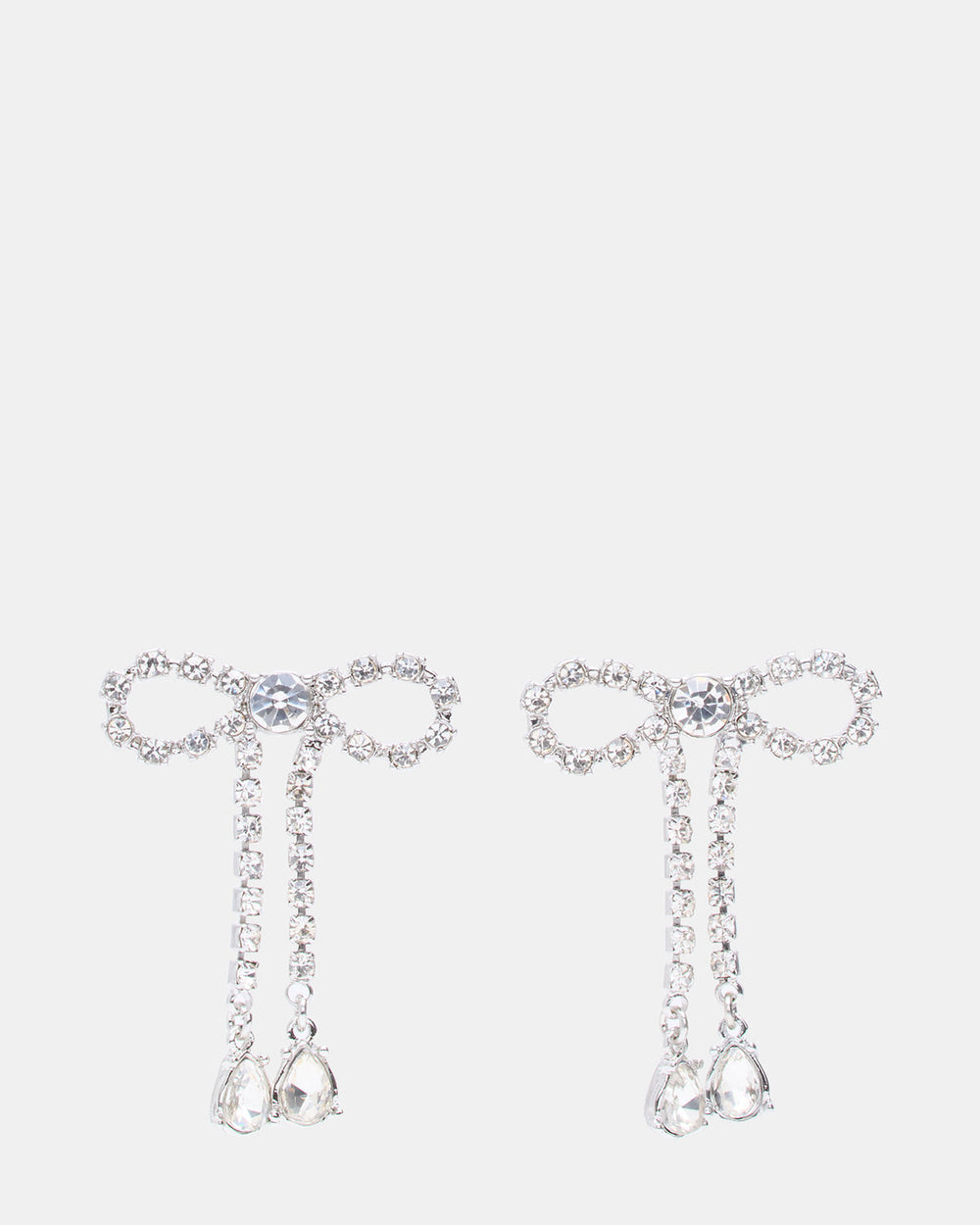 RHINESTONE BOW EARRINGS SILVER Women's Embellished Bow Post-Back Earrings | Steve Madden near me