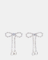 RHINESTONE BOW EARRINGS SILVER Women's Embellished Bow Post-Back Earrings | Steve Madden near me