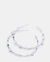 PEARL HOOP EARRINGS SILVER Women's Pearl Embellished Hoop Earrings | Steve Madden on Sale