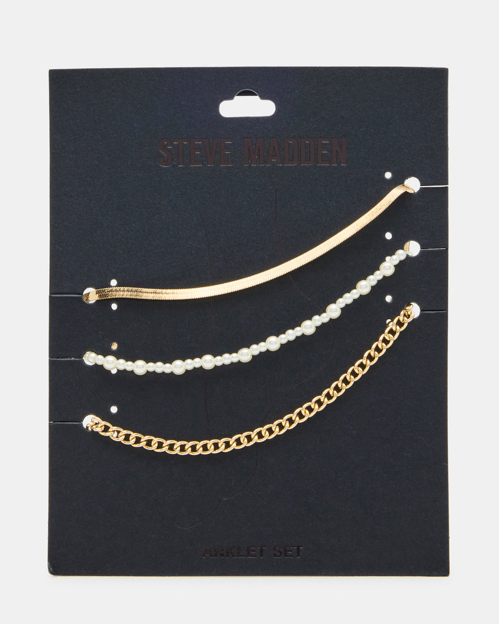 3-PIECE CHAIN ANKLET SET Women's Gold Chain Pearl Embellished Anklet Set | Steve Madden on Sale