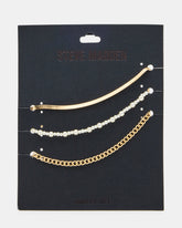 3-PIECE CHAIN ANKLET SET Women's Gold Chain Pearl Embellished Anklet Set | Steve Madden on Sale