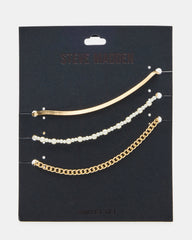 3-PIECE CHAIN ANKLET SET Women's Gold Chain Pearl Embellished Anklet Set | Steve Madden on Sale