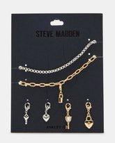 LOCK CHARM ANKLET SET Women's Lock Chain Multi Anklet Set | Steve Madden online