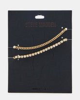 2-PIECE RHINESTONE CHAIN ANKLET SET Women's Pearl Embellished ChaiN Anklet Set | Steve Madden US