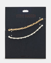 2-PIECE PEARL CHAIN ANKLET SET Women's Embellished Chain Anklet set | Steve Madden for Sale