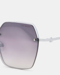 DAVIAN White Square Shiny Gradient Smoke Sunglasses | Steve Madden US