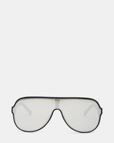 KERBIE Black Silver Flash Shield Sunglasses | Steve Madden Sale