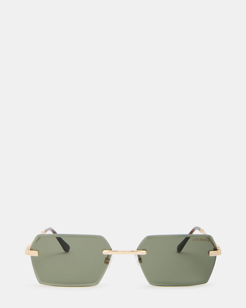 FINNIAN Gold Rectangle Green Solid Tortoise Sunglasses | Steve Madden for Sale