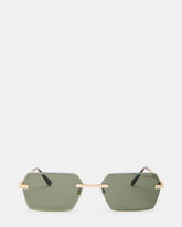 FINNIAN Gold Rectangle Green Solid Tortoise Sunglasses | Steve Madden for Sale