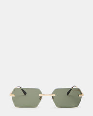FINNIAN Gold Rectangle Green Solid Tortoise Sunglasses | Steve Madden for Sale