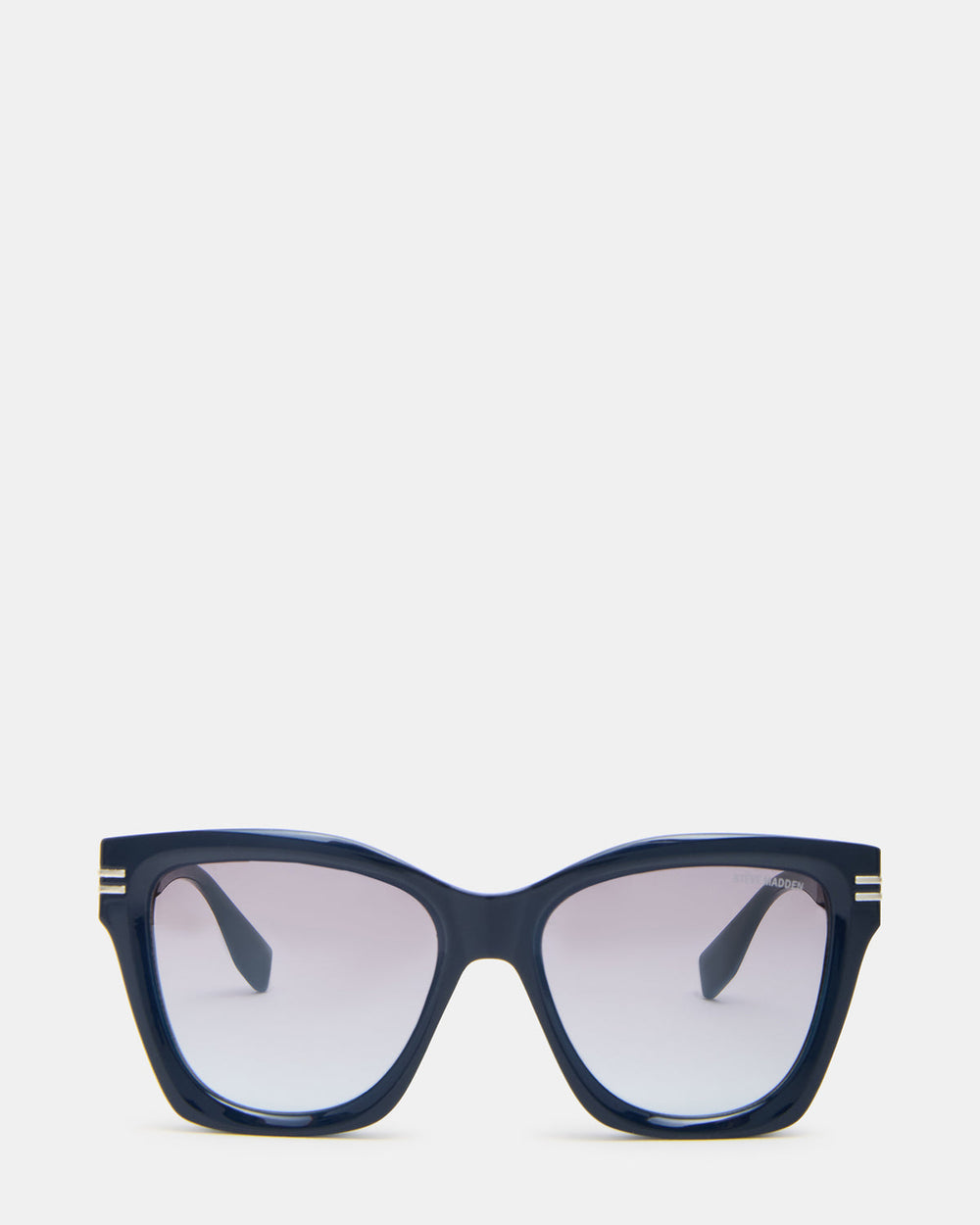 TAISIA Navy Milky Opaque Silver Flash Cat Eye Sunglasses | Steve Madden on Sale