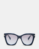 TAISIA Navy Milky Opaque Silver Flash Cat Eye Sunglasses | Steve Madden on Sale
