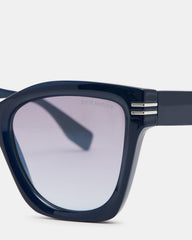 TAISIA Navy Milky Opaque Silver Flash Cat Eye Sunglasses | Steve Madden on Sale