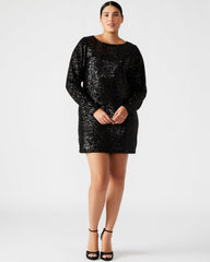 GINGER Dress Black | Women's Long-Sleeved Sequin Mini Dress | Steve Madden outlet