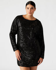 GINGER Dress Black | Women's Long-Sleeved Sequin Mini Dress | Steve Madden outlet