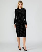HAILEE Black Studded Velvet Long-Sleeved Pull-On Mock Neck Midi Women's Dress | Steve Madden Sale