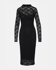 VIVIENNE Black Lace Women's Mock Neck Midi Dress | Steve Madden on Sale