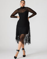 SILAS Black Long-Sleeved Mesh Lace Overylay Flowy Women's Dress | Steve Madden near me